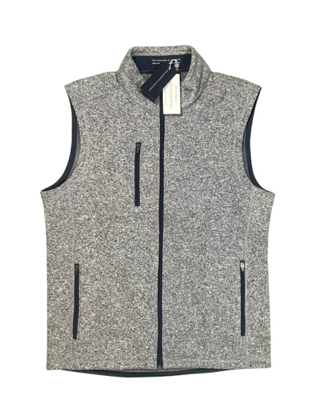 Holderness & Bourne Heathered Navy Blue The Ashby Vest Golf Fleece NWT XL